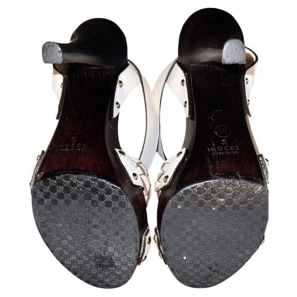 Gucci White Braided Leather Sandals with High Heel - Picture 5 of 6
